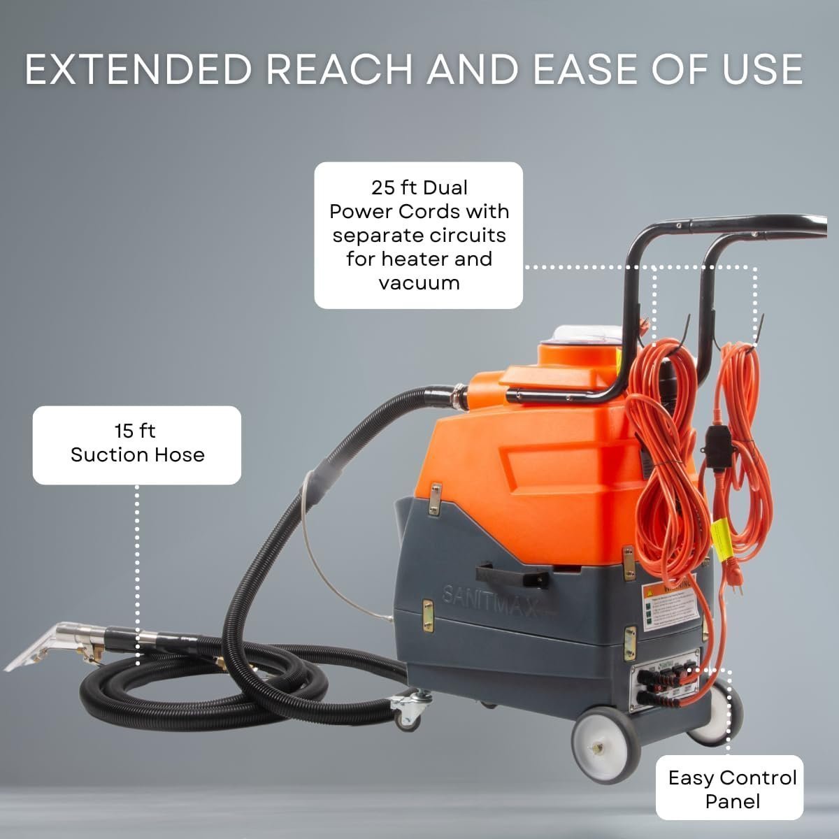 Commercial Heated Carpet & Upholstery Extractor, 160 PSI, 5.3 Gal Tank, 149°F - Image 5