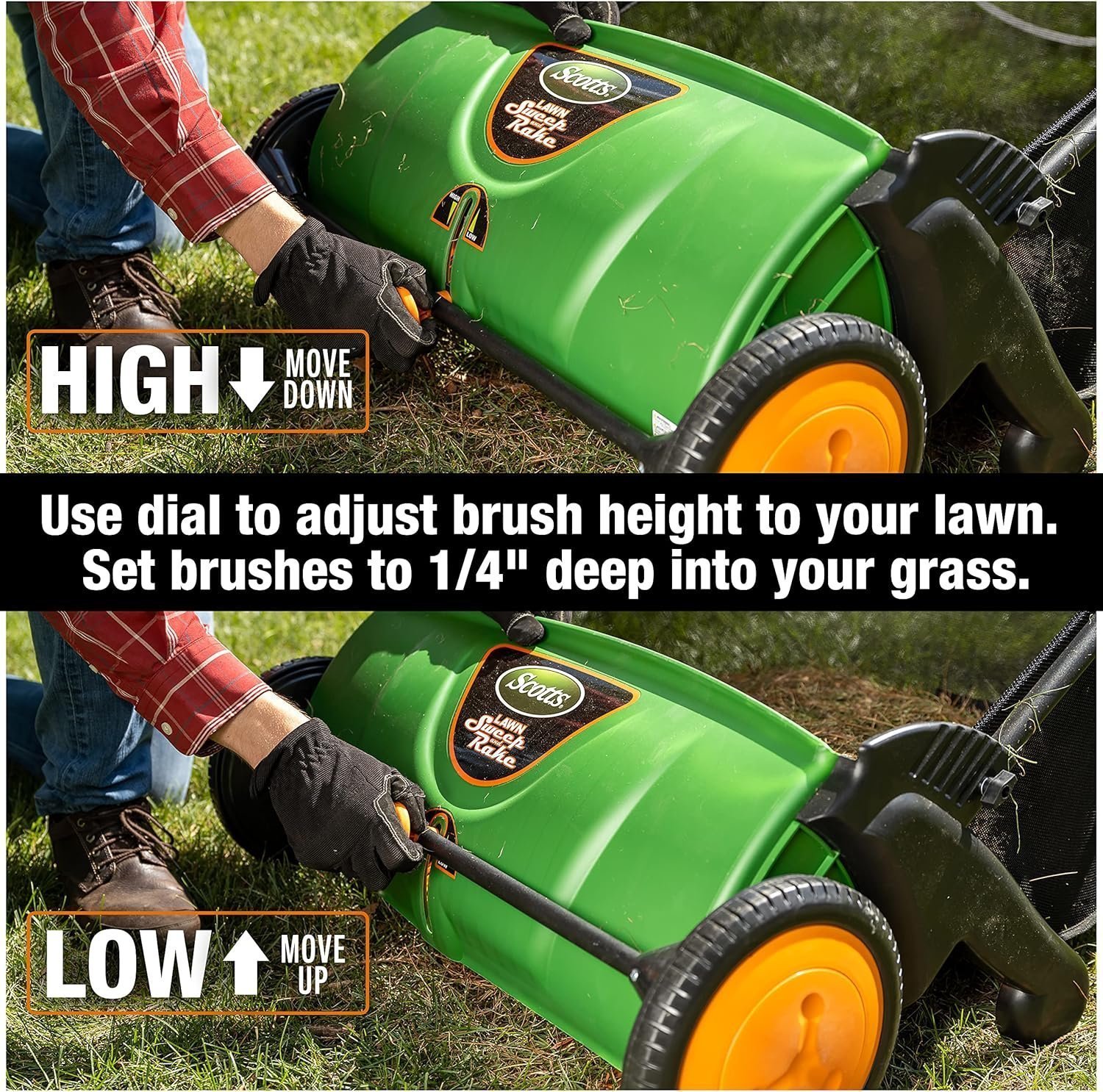 Scotts 26 in. Push Lawn Sweeper LSW70026S, Black/Green - Image 9