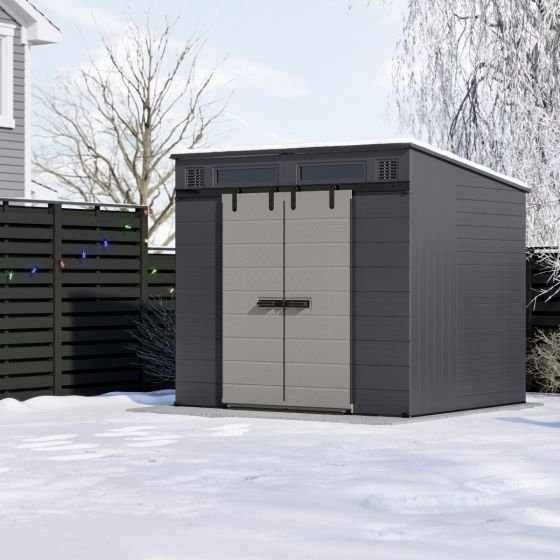 Suncast Modernist® 8 ft. x 7 ft. Dual Barn Door Storage Shed - Image 10